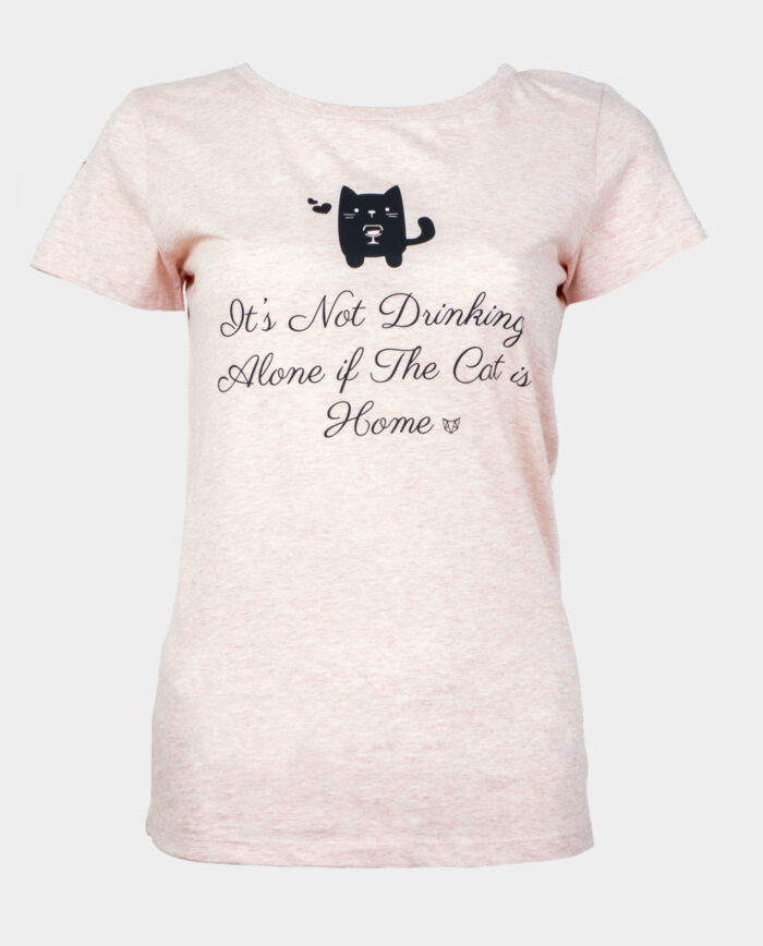 It's not drinking alone..cat heathered pink womens fit t-shirt