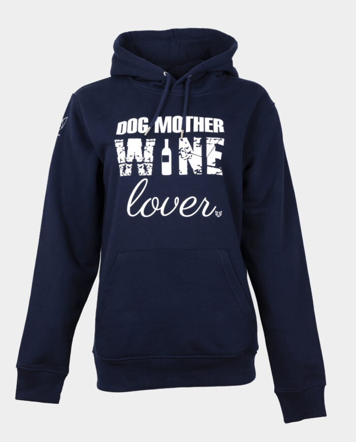 Dog Mother Wine Lover Hoodie Navy