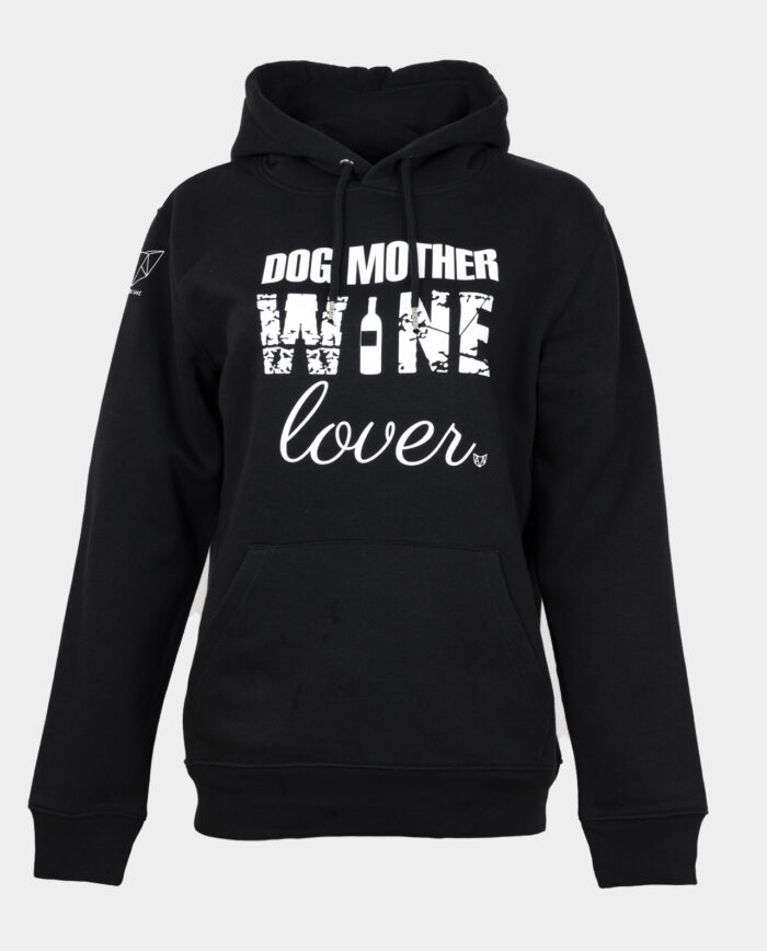 Dog Mother Wine Lover Hoodie Black