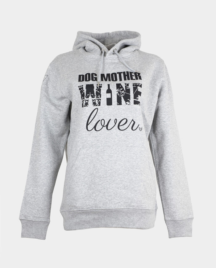 Dog Mother Wine Lover hoodie heather grey