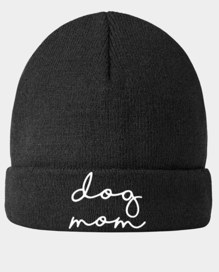Dog Mom Beanie black
